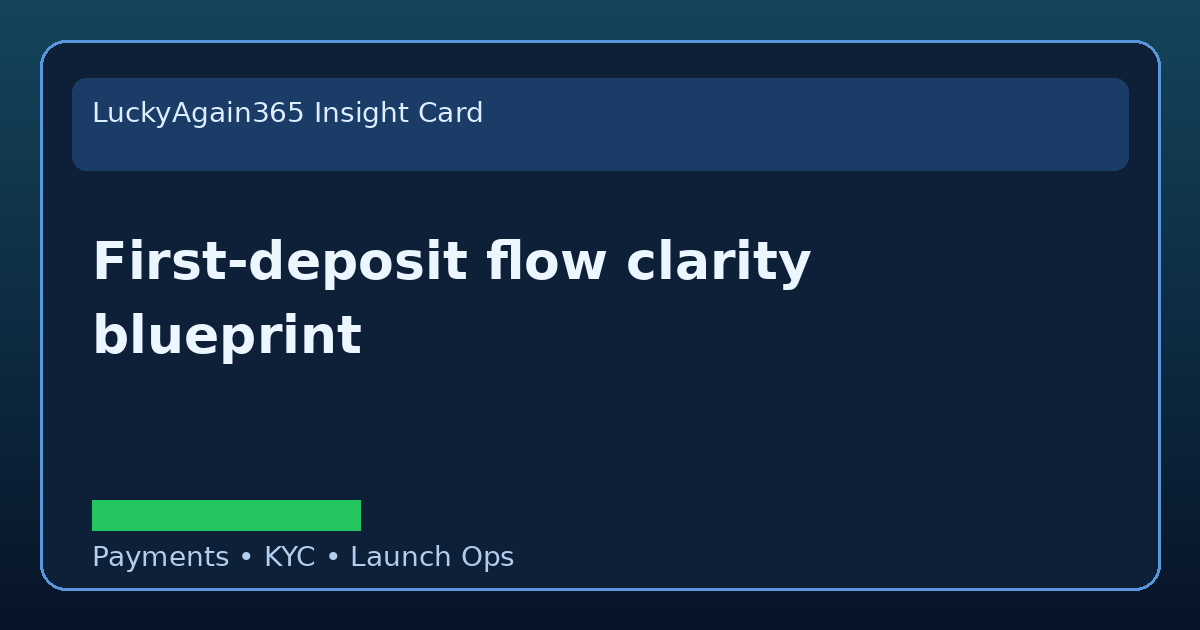 First-Deposit Flow Clarity Blueprint launch planning visual