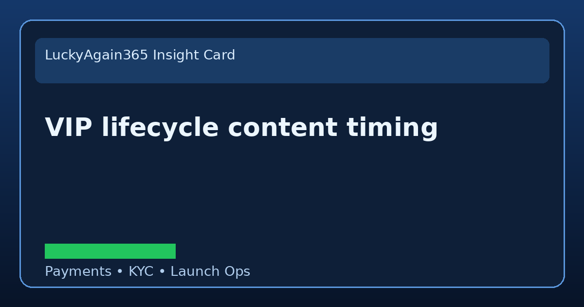 Vip Lifecycle Content Timing launch planning visual